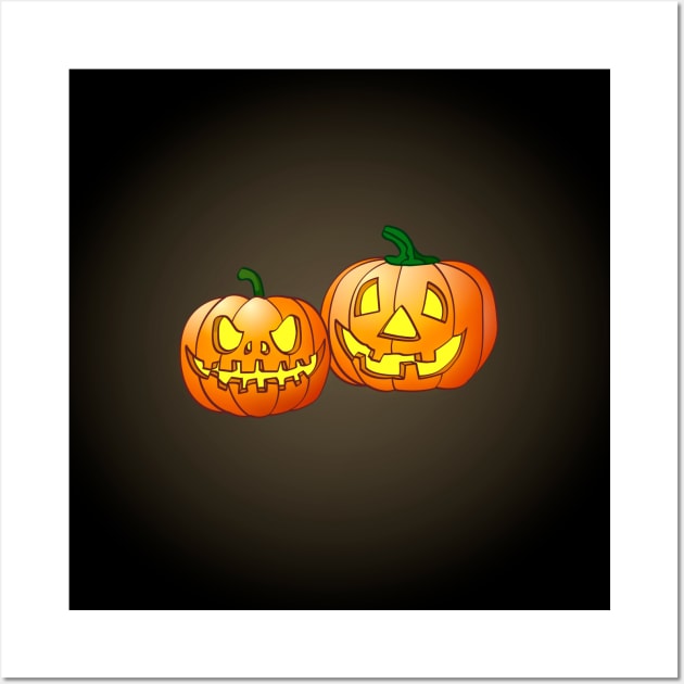 two halloween pumpkin faces Wall Art by Stefs-Red-Shop